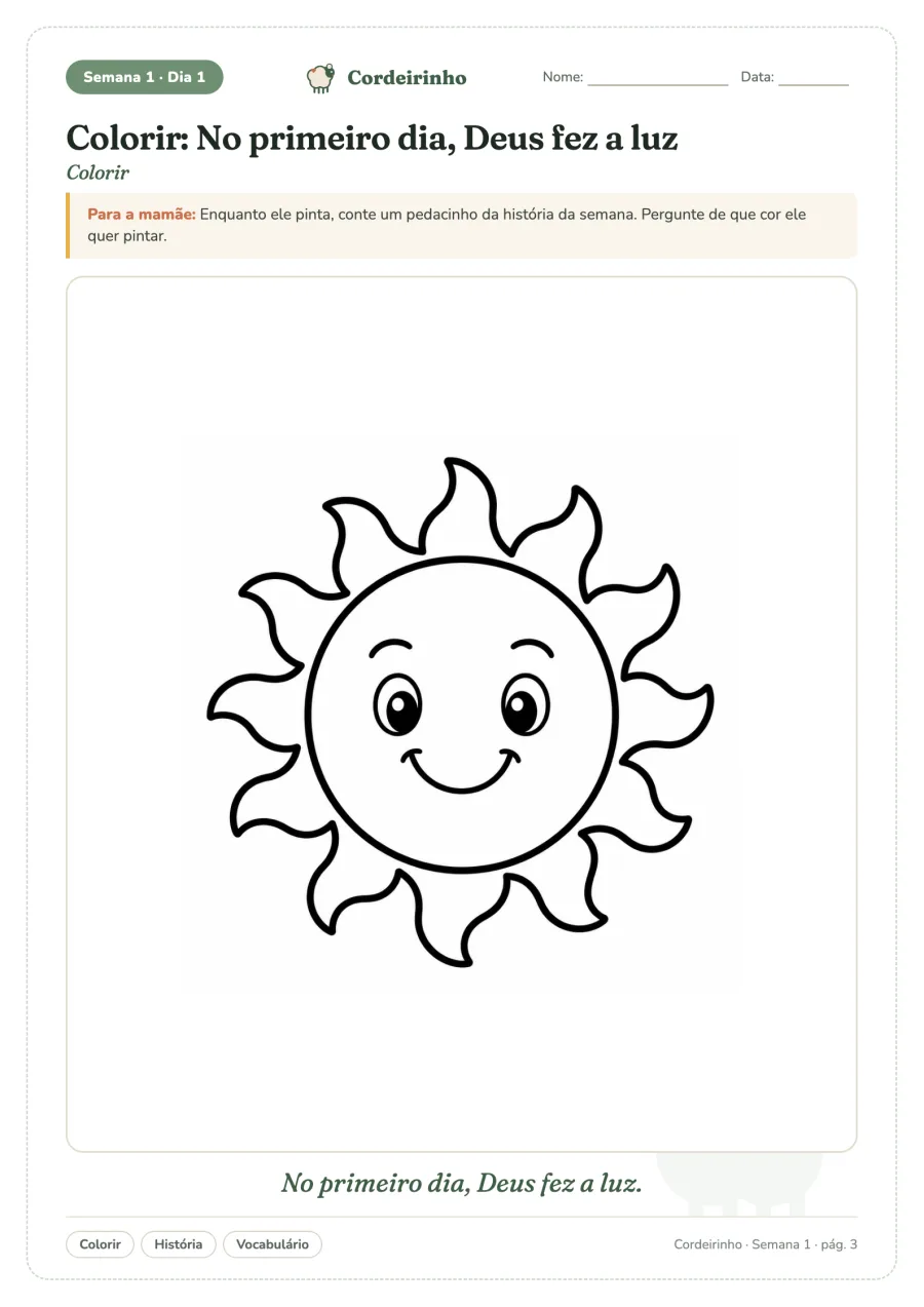 Folha 2: Deus fez o sol