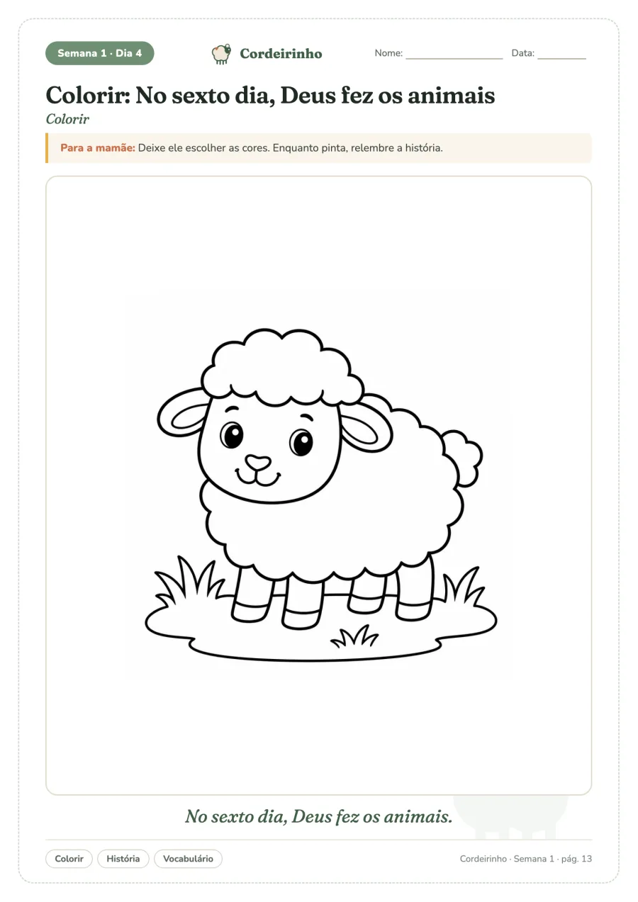 Folha 12: Deus fez os animais