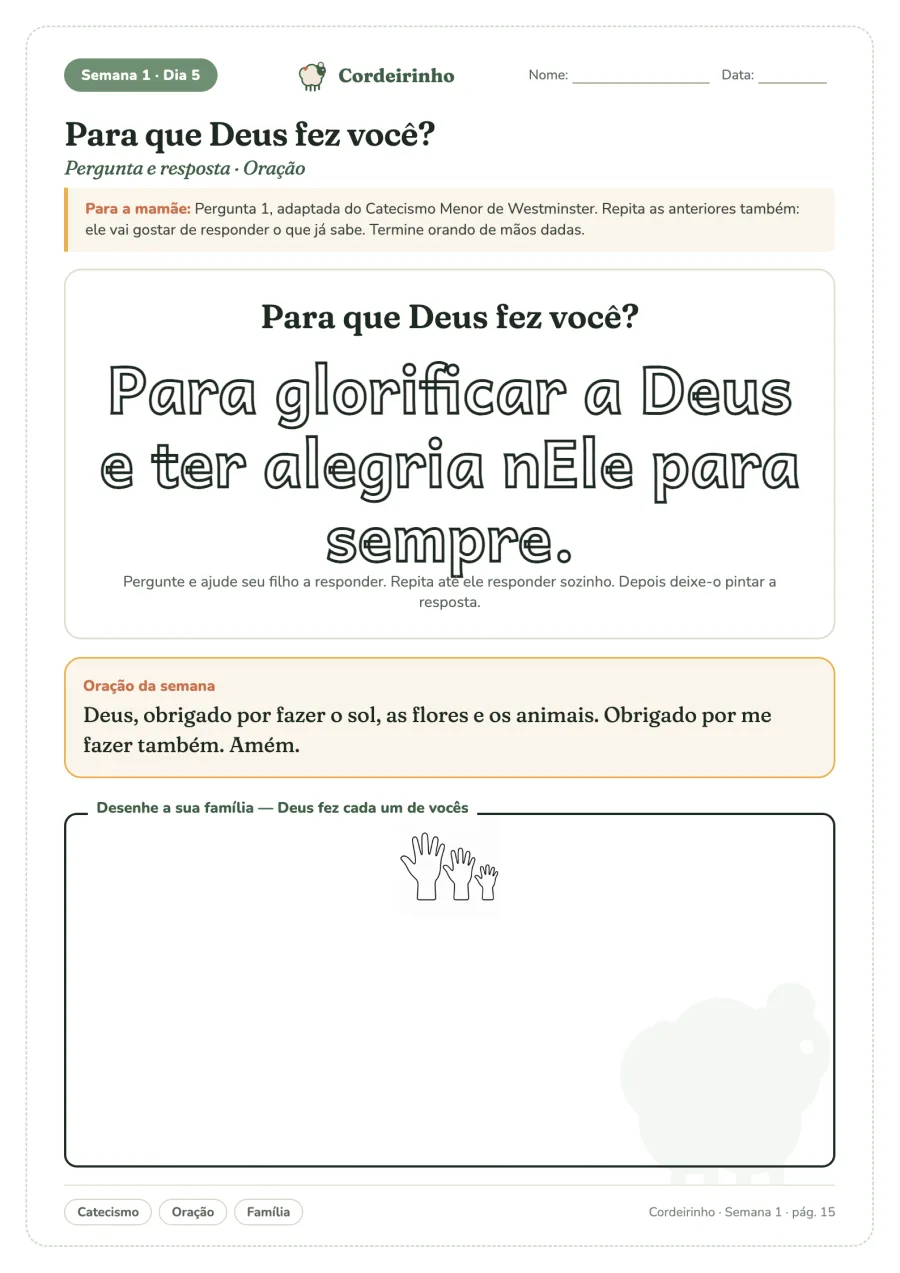 Folha 14: Para que Deus fez você?